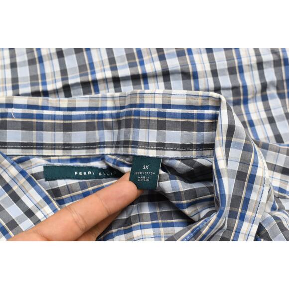 Men's Perry Ellis Plaid Button Down Shirt Big & Tall Size 3X Long Sleeve - Picture 8 of 8